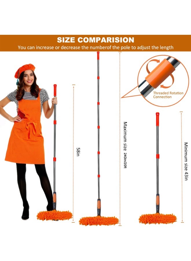 KISSUN 20 ft+ Reach Squeegee Window Cleaner Duster 2 in 1 Rotatable Window Cleaning Tool Kit with 3-14 ft Extension Pole, Window Washing Equipment for Indoor Outdoor Window Car Glass - 3 Pads - Image 4